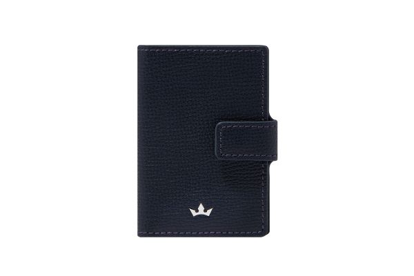 Award Clip Card Holder Italian Leather Navy Blue
