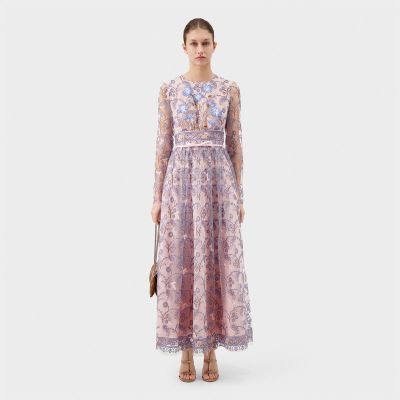 Popping Paisley Embroidered Tulle Dress
