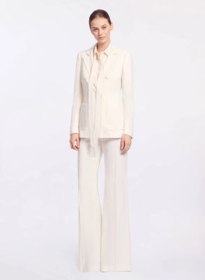 Embellished Pinstripe Pants (White)