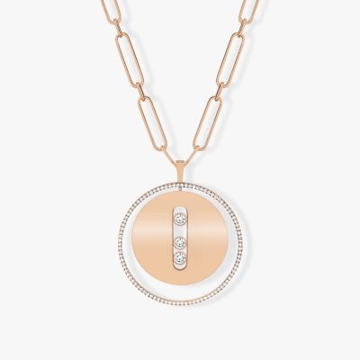 Lucky Move Long GM Pink Gold Diamond Necklace