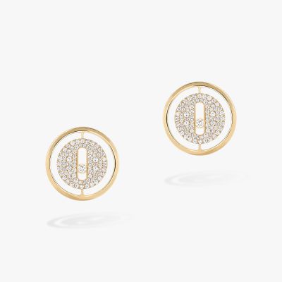 Lucky Move Pavé-Set Stud Yellow Gold Earrings