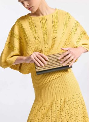 Leather And Gold Metal Clutch