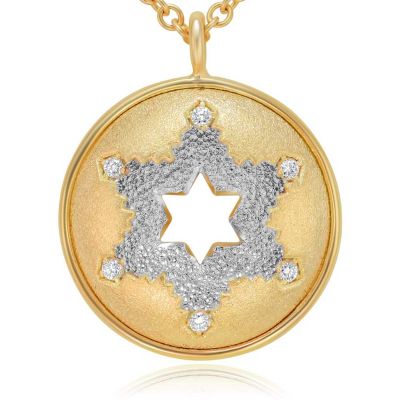 Circular Diamond Star Of David Pendant/Necklace
