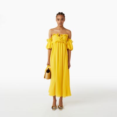 Long Yellow Georgette Dress