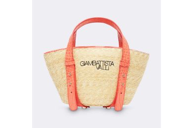 Coral “Panier” Straw Bag