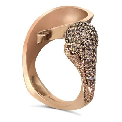 Gold Calla Ring With Champagne Diamonds