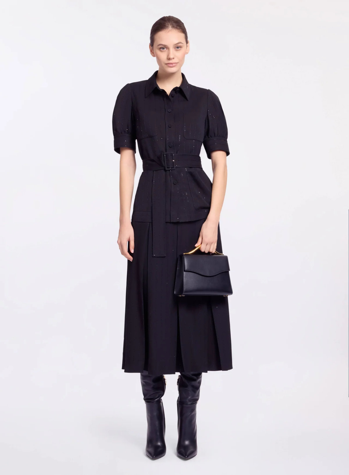 Elie Saab Dubai Mall Boutique: Pinstripe Crepe Midi Skirt