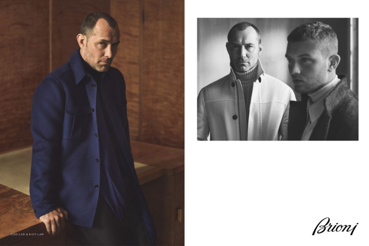 Brioni Presents Its New Fall/Winter 2022 Campaign Featuring Jude Law And Raff Law