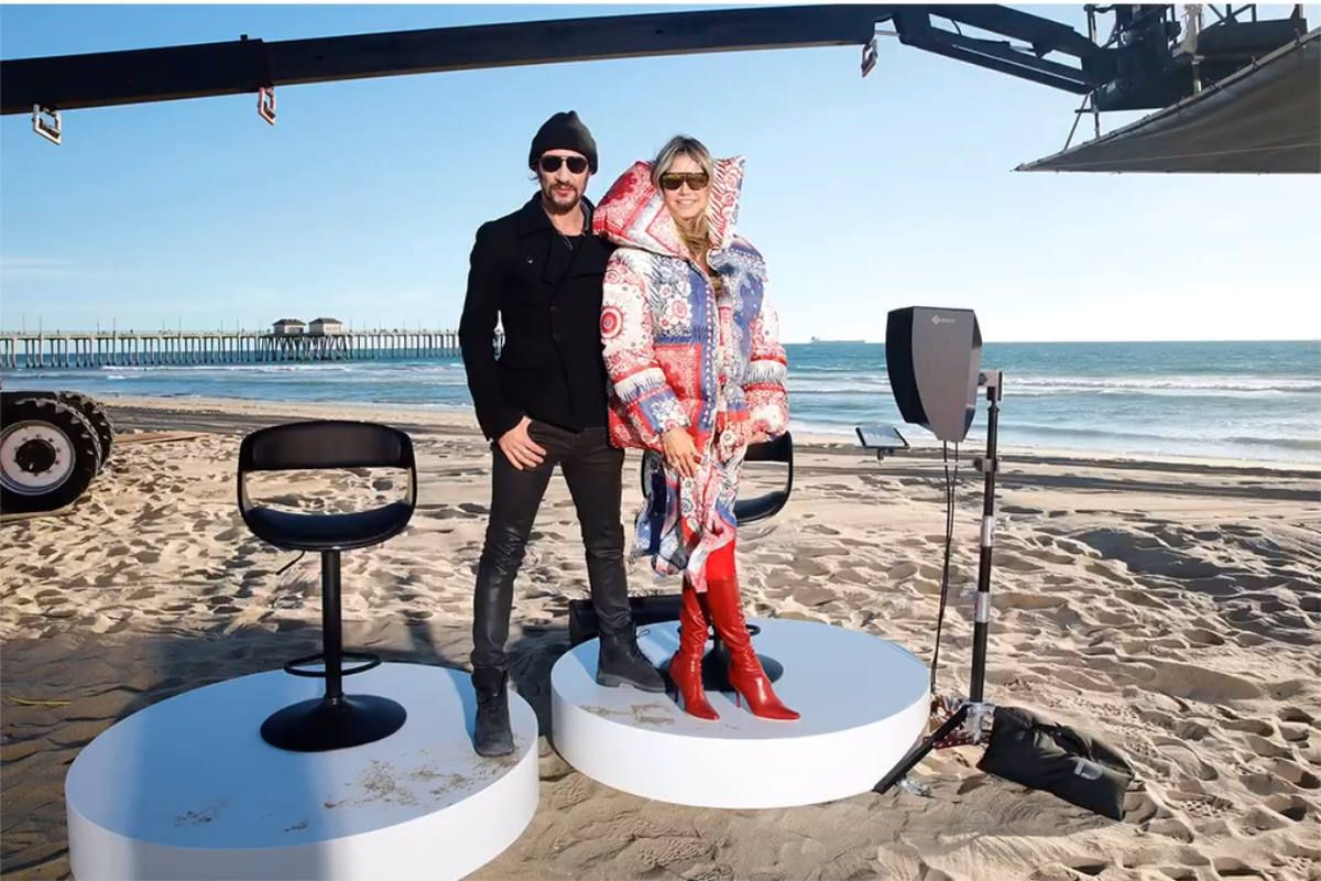 Heidi Klum In Roberto Cavalli While Filming "Germany's Next Top Model 2024"