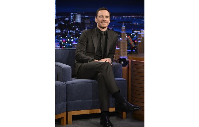 Michael Fassbender In Zegna At The Tonight Show Starring Jimmy Fallon