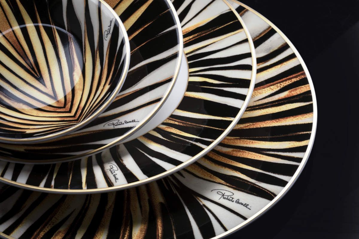 Roberto Cavalli Presents Its New Ray Of Gold Print During Milan Design Week 2024