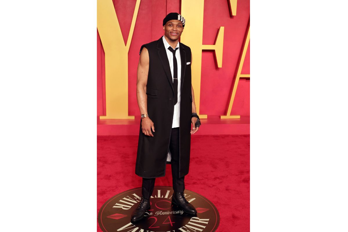 Russell Westbrook In Thom Browne At The 2024 Vanity Fair Oscars Party