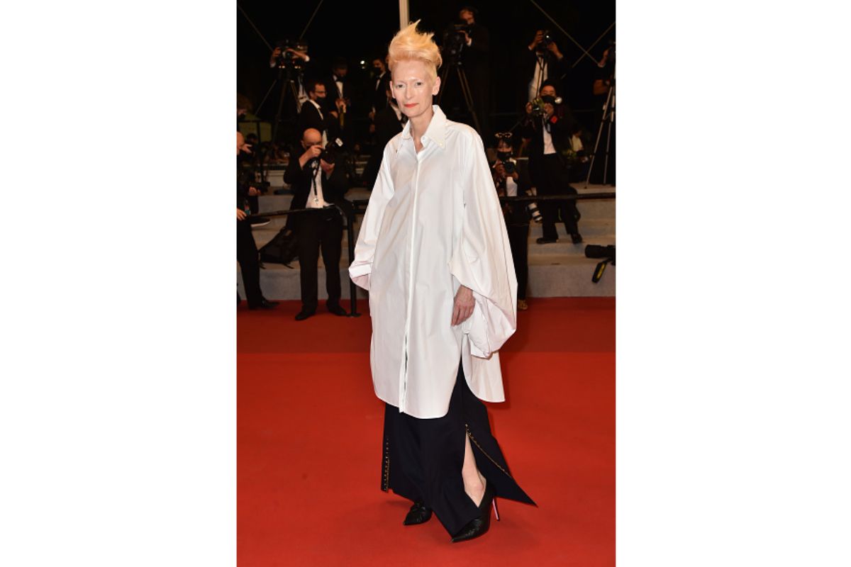 Tilda Swinton Wore Schiaparelli Haute Couture At The 74th Cannes Film Festival
