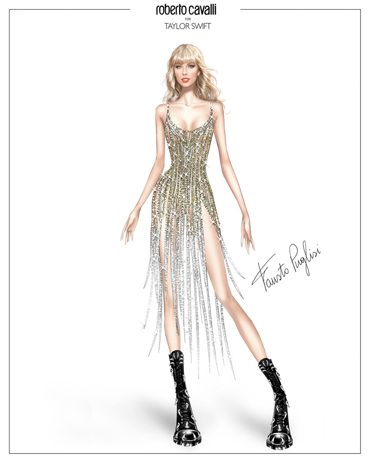 Taylor Swift In Custom Roberto Cavalli Couture During The Eras Tour