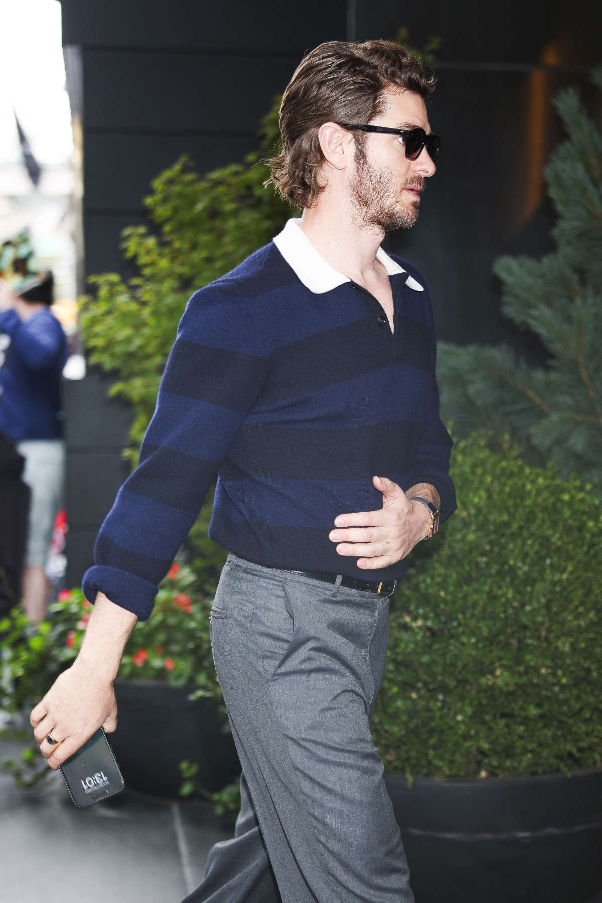 Andrew Garfield Embraces Effortless Luxury In Dunhill’s Striped Rugby Jumper
