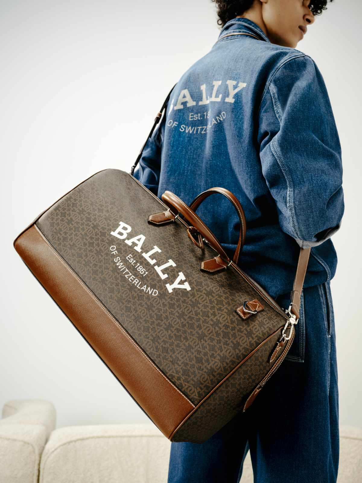 Bally Contrast Strap Weekend Bag in Brown for Men