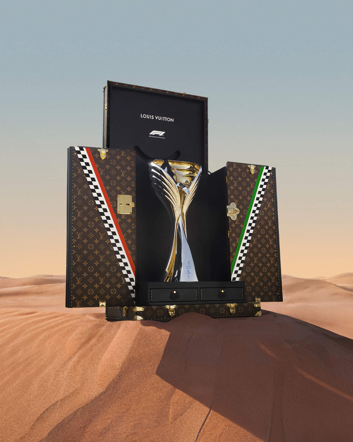 Louis Vuitton Presents All 24 F1 Trophy Trunks On Abu Dhabi Grid
