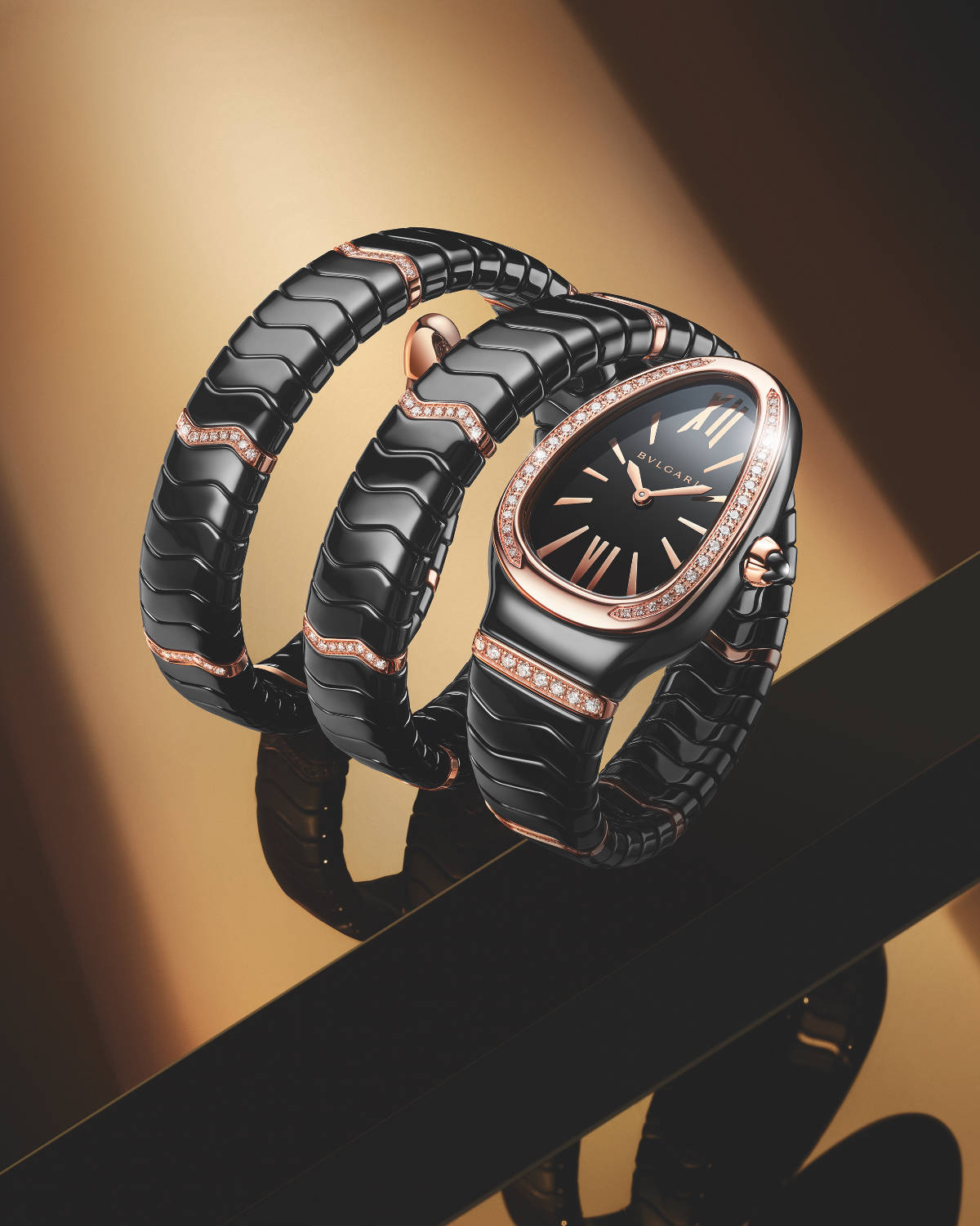 BVLGARI Serpenti Tubogas Watch - 35 mm Rose Gold Case - Silver Dia