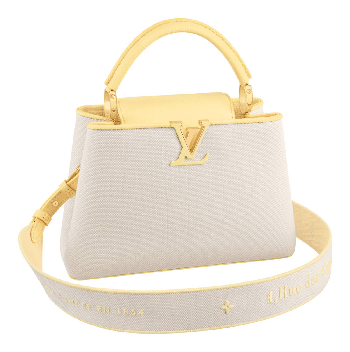 Louis Vuitton® Capucines Mini White Pearl Gold. Size in 2023