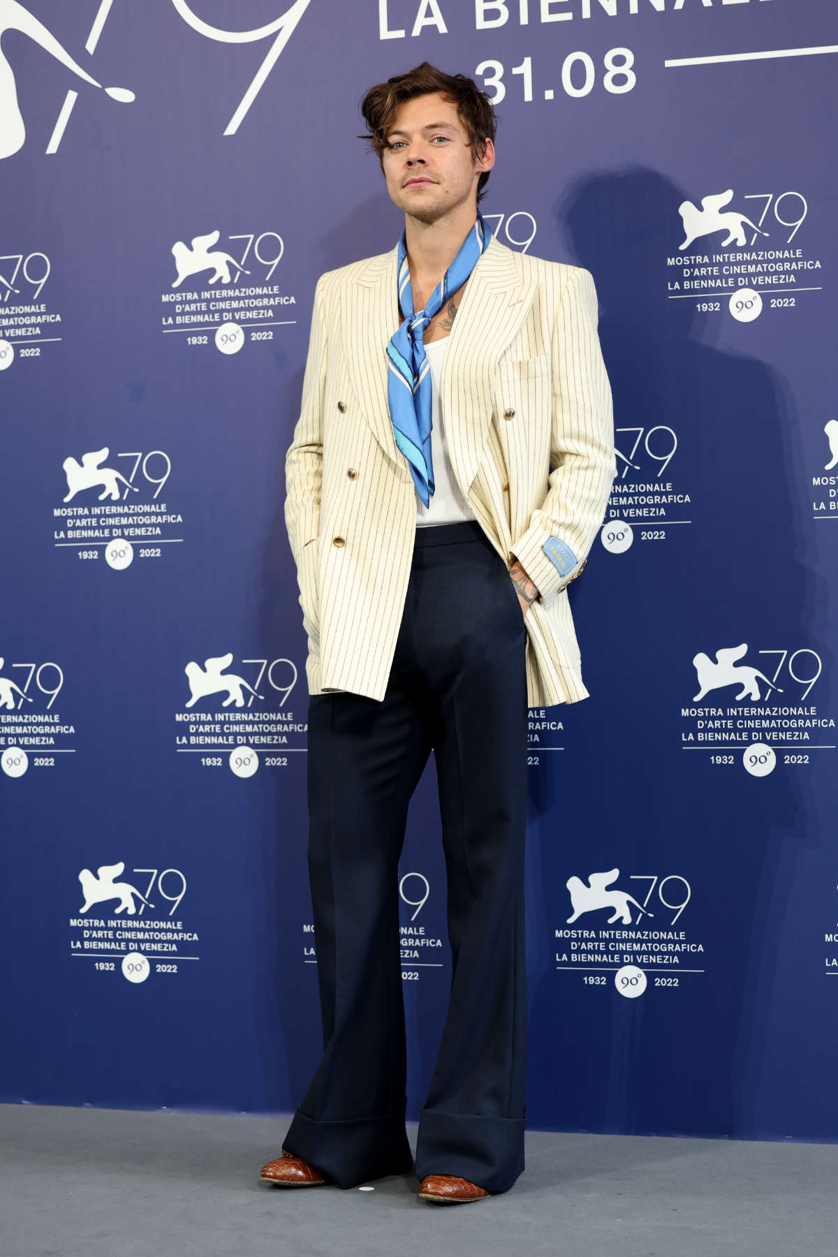 Gucci Harry Styles Wore Gucci HA HA HA During The 79th Venice International Film Festival Luxferity