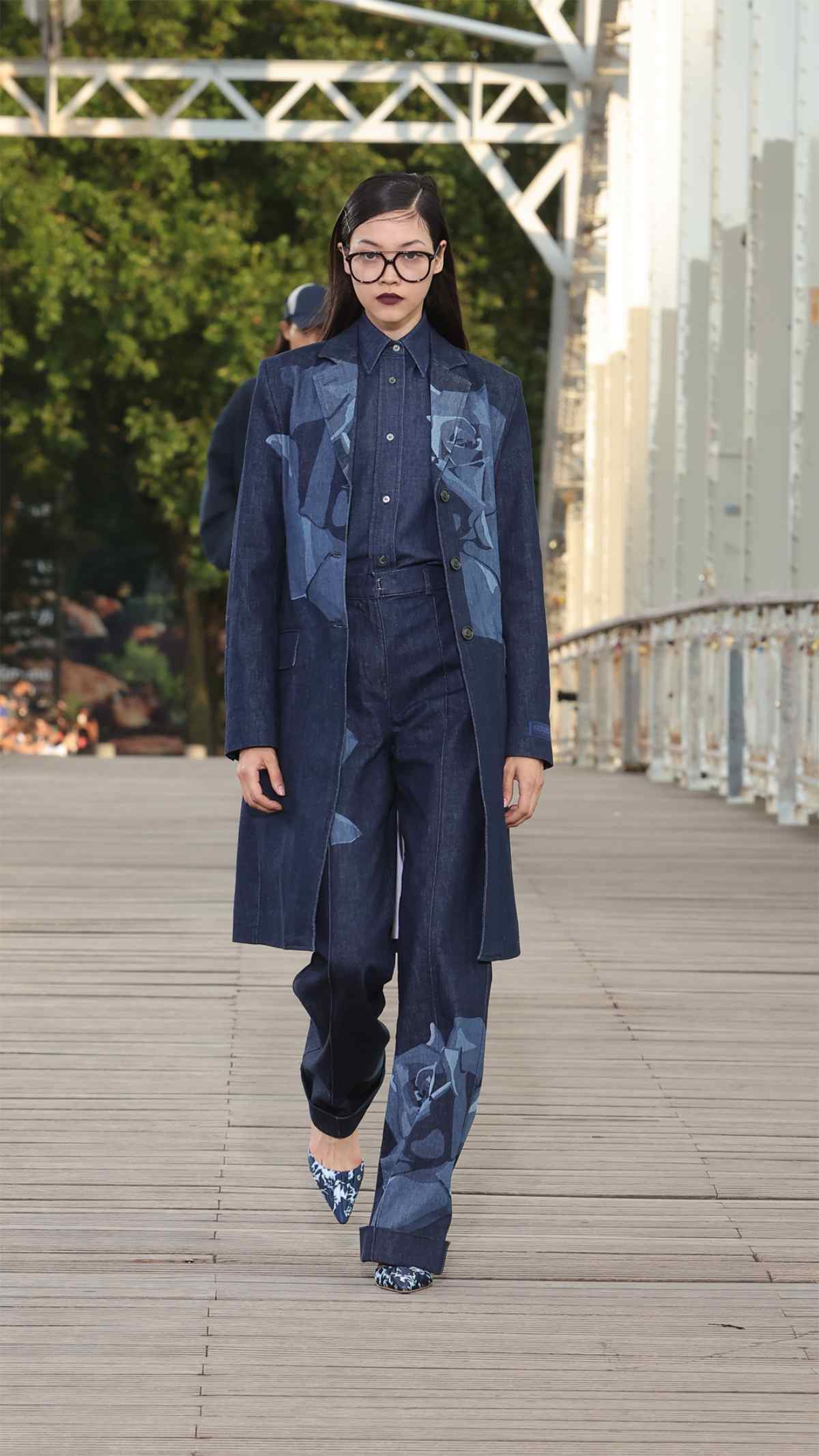 KENZO Mixed Pinstripe Denim Workwear Jacket in Blue for Men