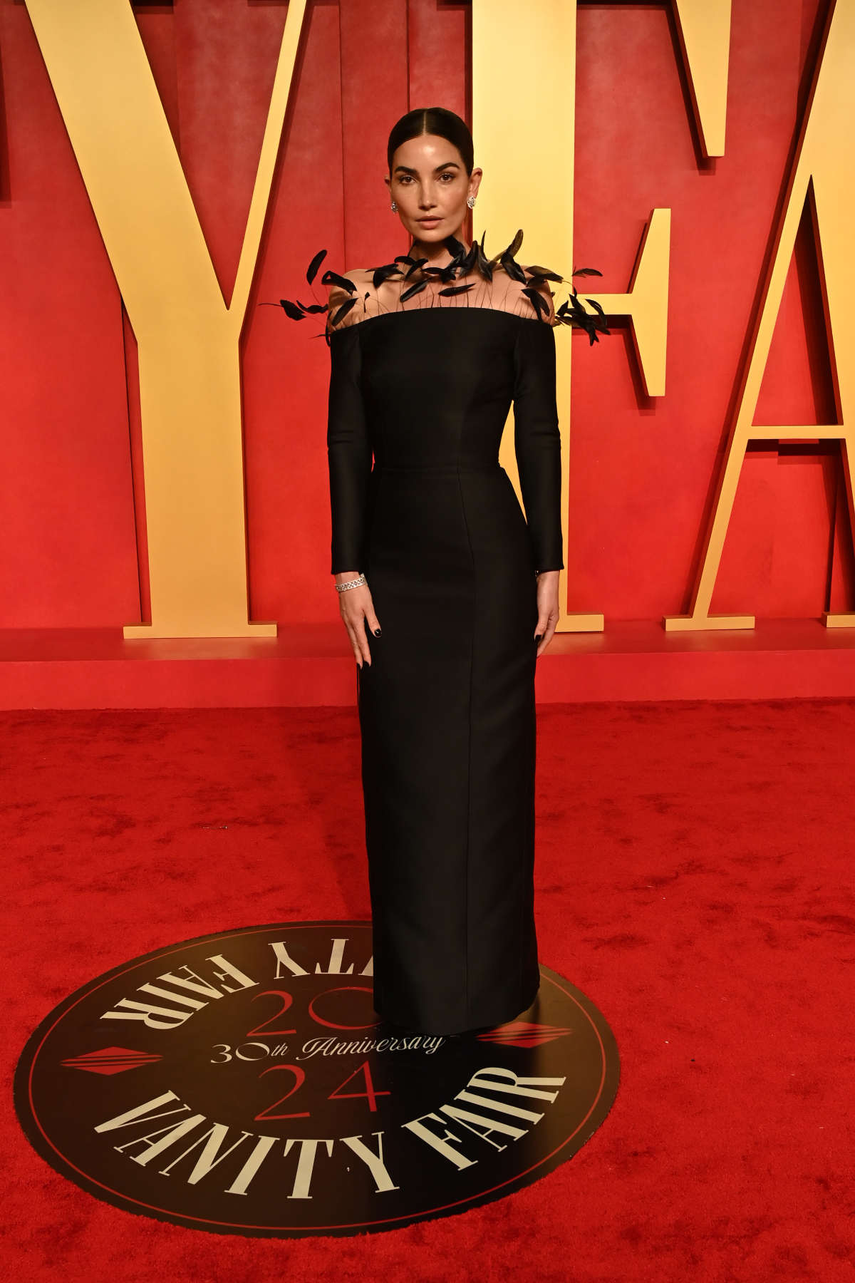 Lily Aldridge In Prada At The 2024 Vanity Fair Oscars Party