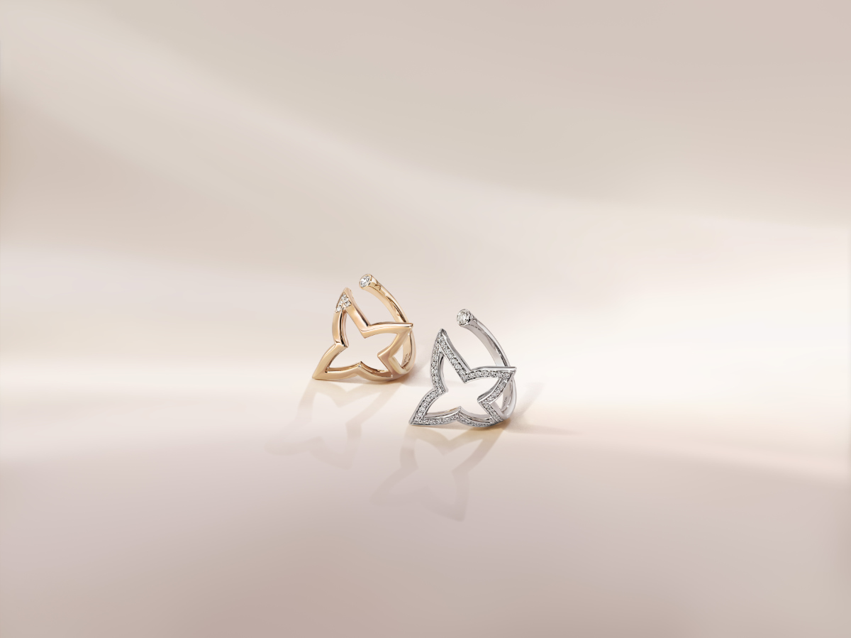 Luxury Idylle Blossom 3 Golds and Diamonds Stud Earrings