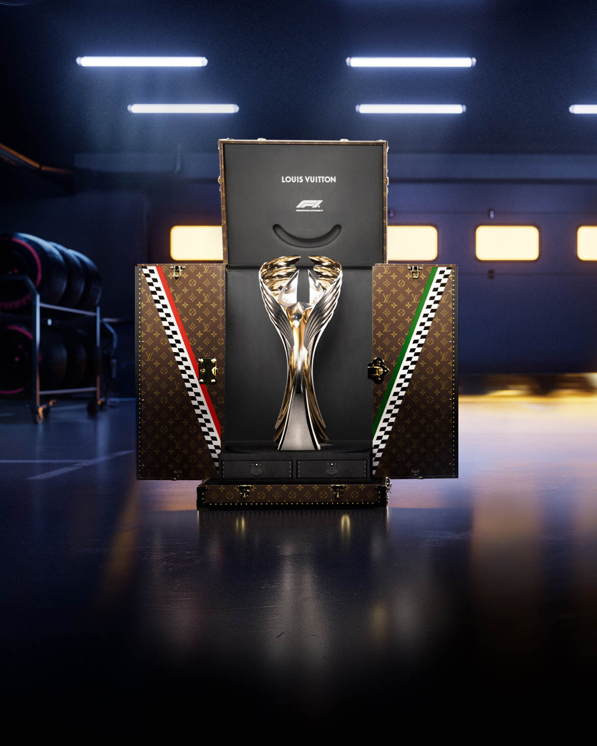 Louis Vuitton Presents All 24 F1 Trophy Trunks On Abu Dhabi Grid
