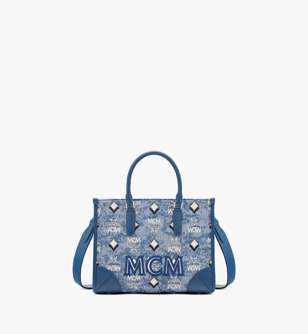 Mcm Ladies Blue Shoulder Bag in Vintage Jacquard Monogram MWSBATQ01LU  8809735036719 - Handbags, MCM - Jomashop