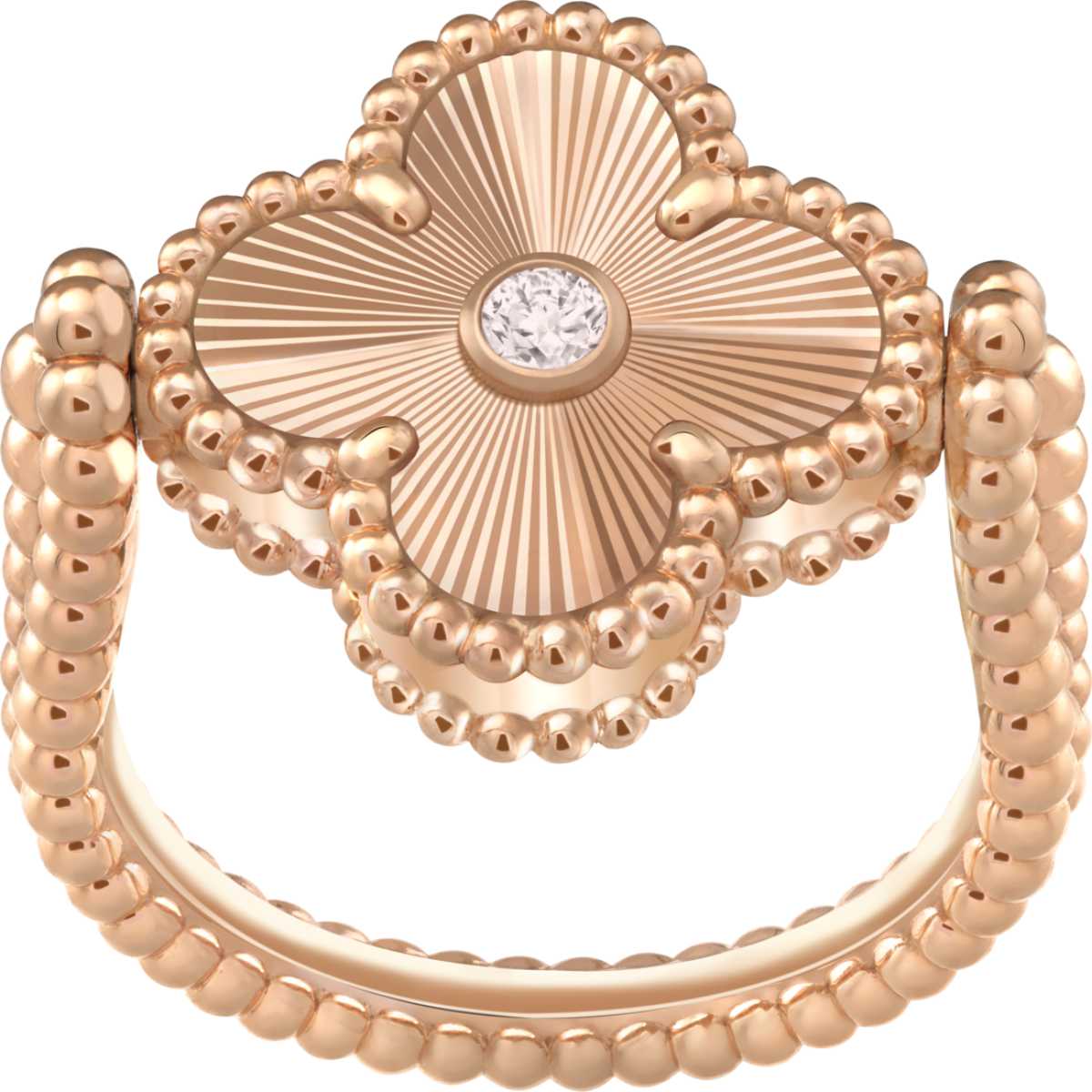 Van Cleef & Arpels - Vintage Alhambra Reversible Ring - Ring Woman Pink gold/Carnelian/Diamond