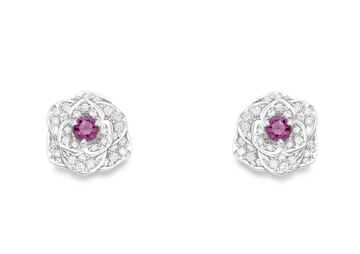 Piaget Rose Diamond 18k Rose Earrings Piaget