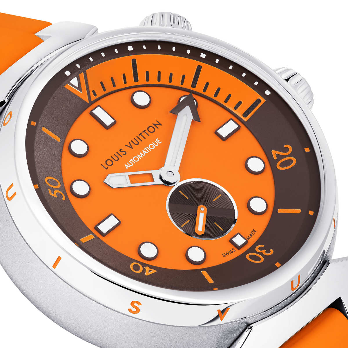 Louis Vuitton celebrates two Tambour watches, the Slim Monogram Dantelle  and Street Diver