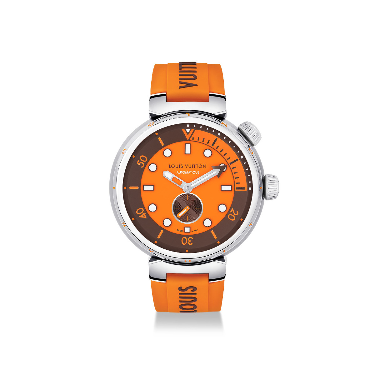 Louis Vuitton Tambour Street Diver 44 Steel / Orange / Strap QBB201 Watches