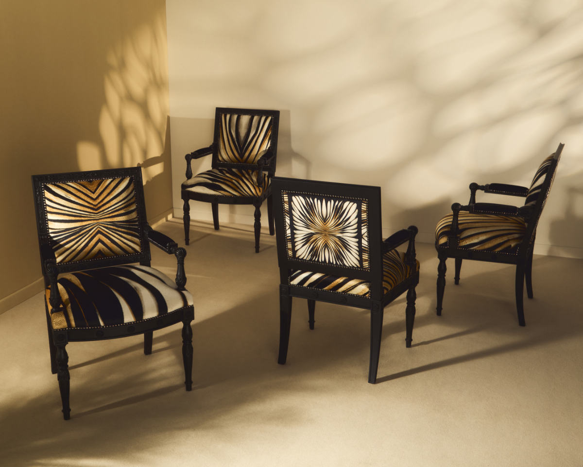 Roberto Cavalli Presents Its New Ray Of Gold Print During Milan Design Week 2024