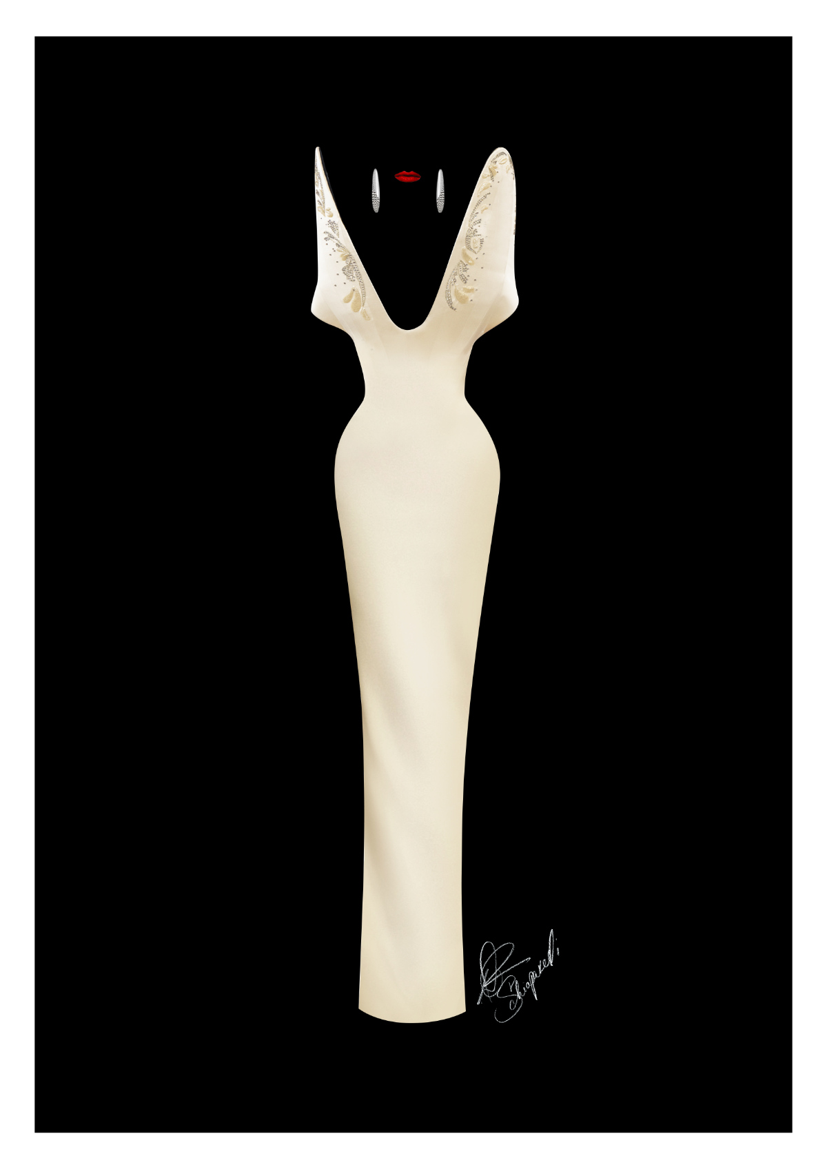 Sandra Huller In Custom Schiaparelli Haute Couture At The 2024 Vanity Fair Oscars Awards Party