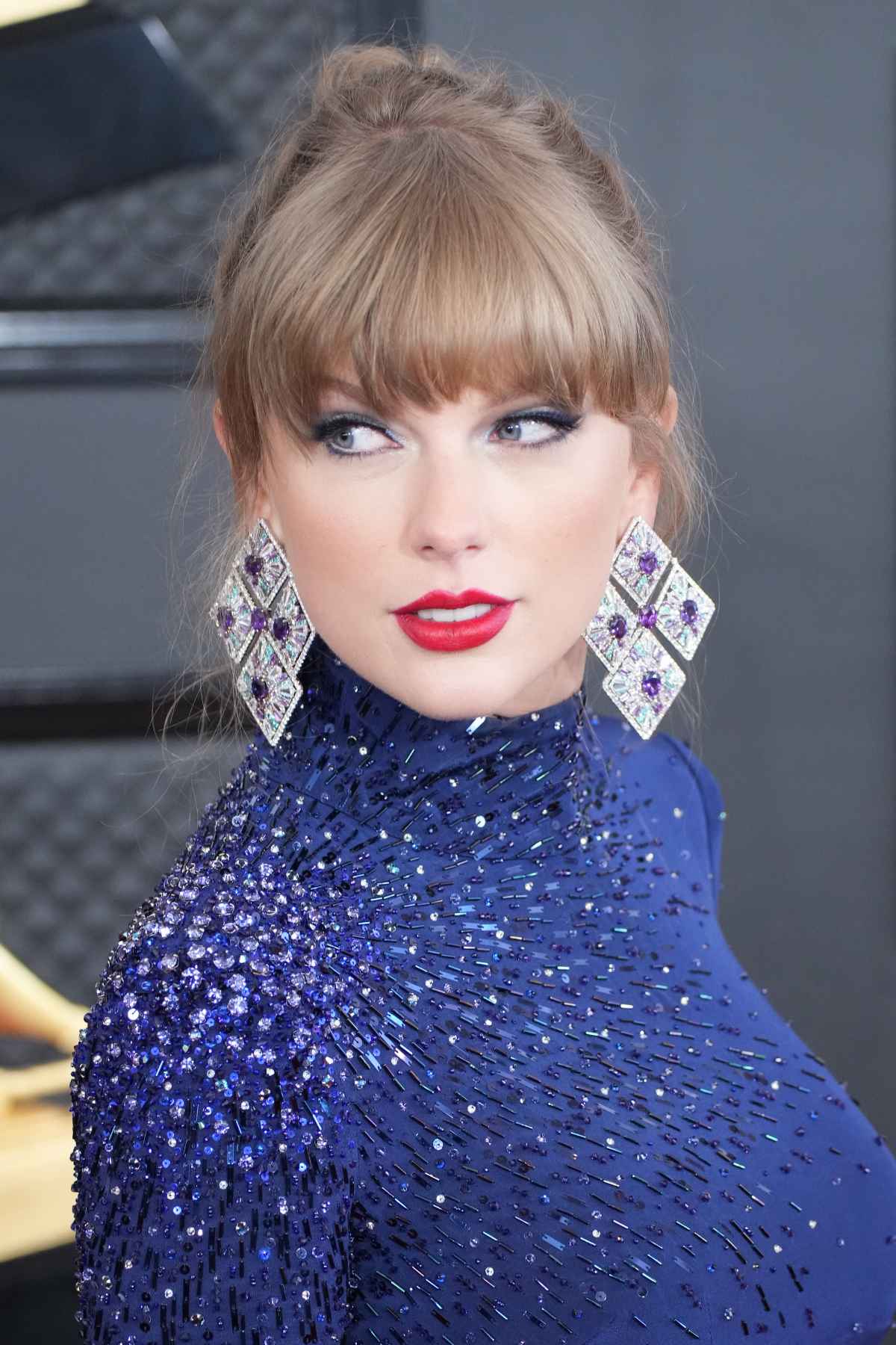 Taylor Swift In Custom Roberto Cavalli At The 65th Annual Grammy Awards
