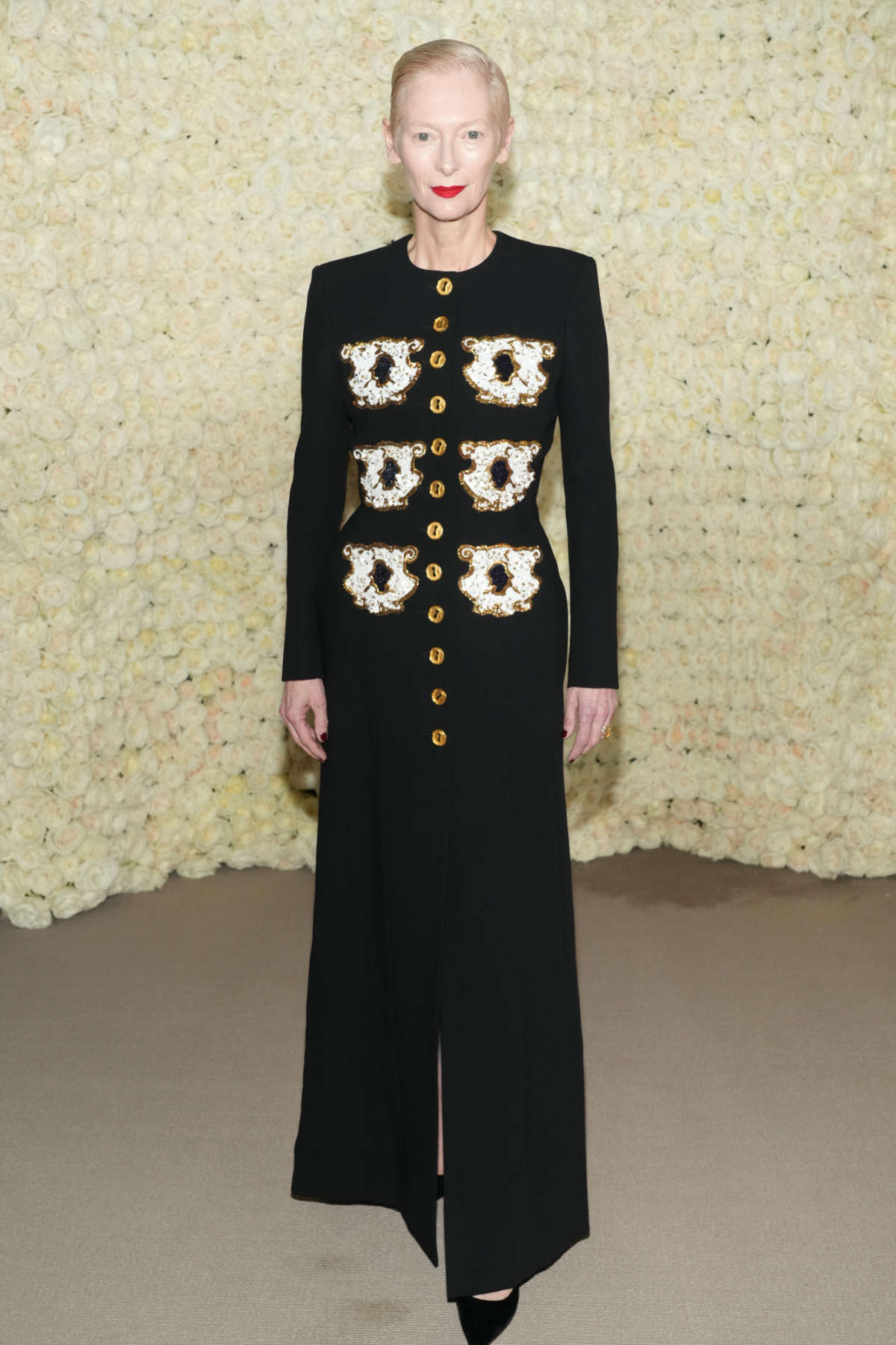 Tilda Swinton In Schiaparelli RTW To The Academy Museum Of Motion Pictures 2nd Annual Gala
